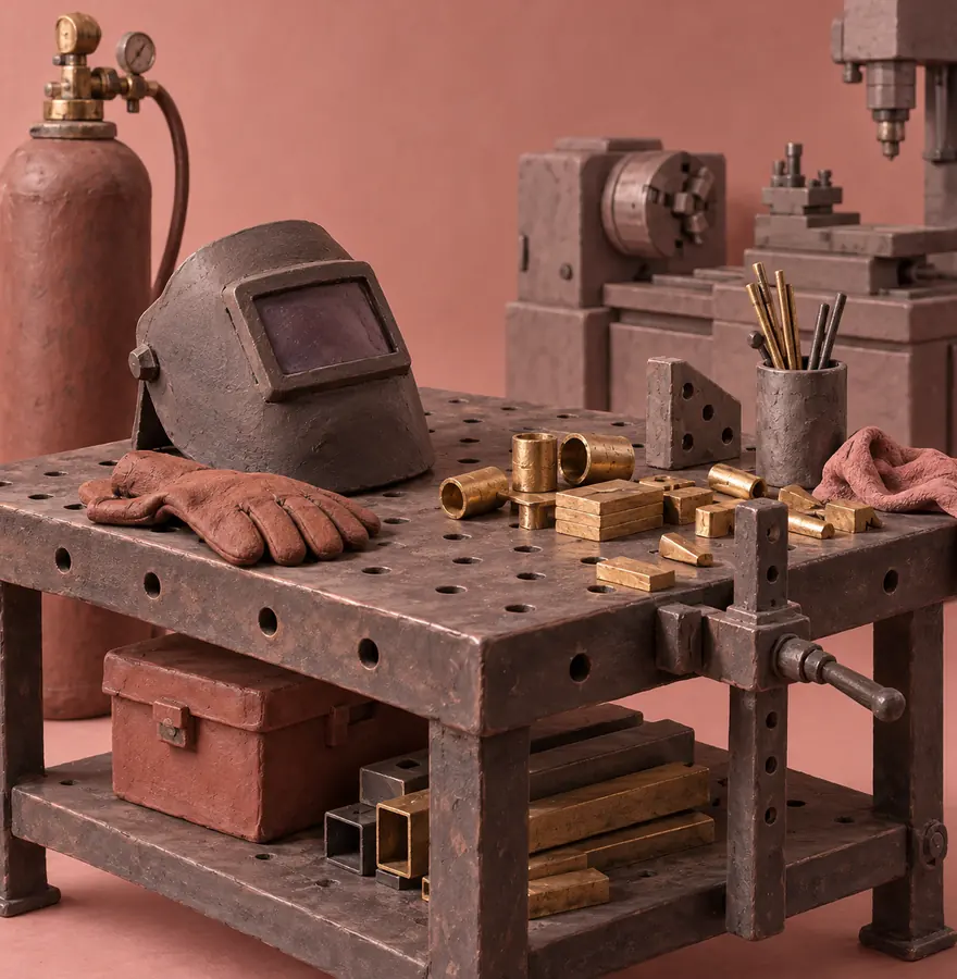 Illustration of fabrication businesses equipment and workspace