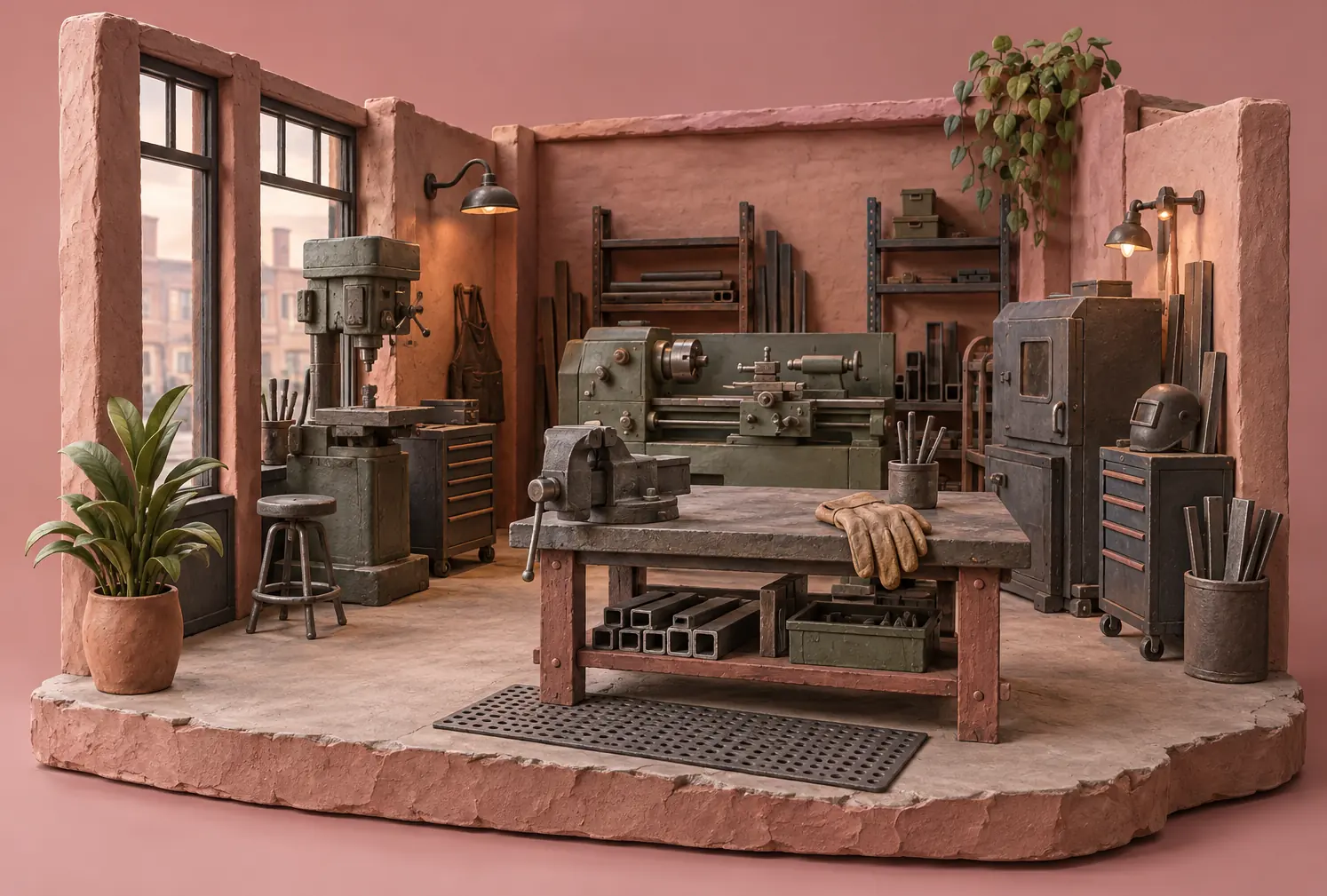 Illustration of fabrication businesses and their working space